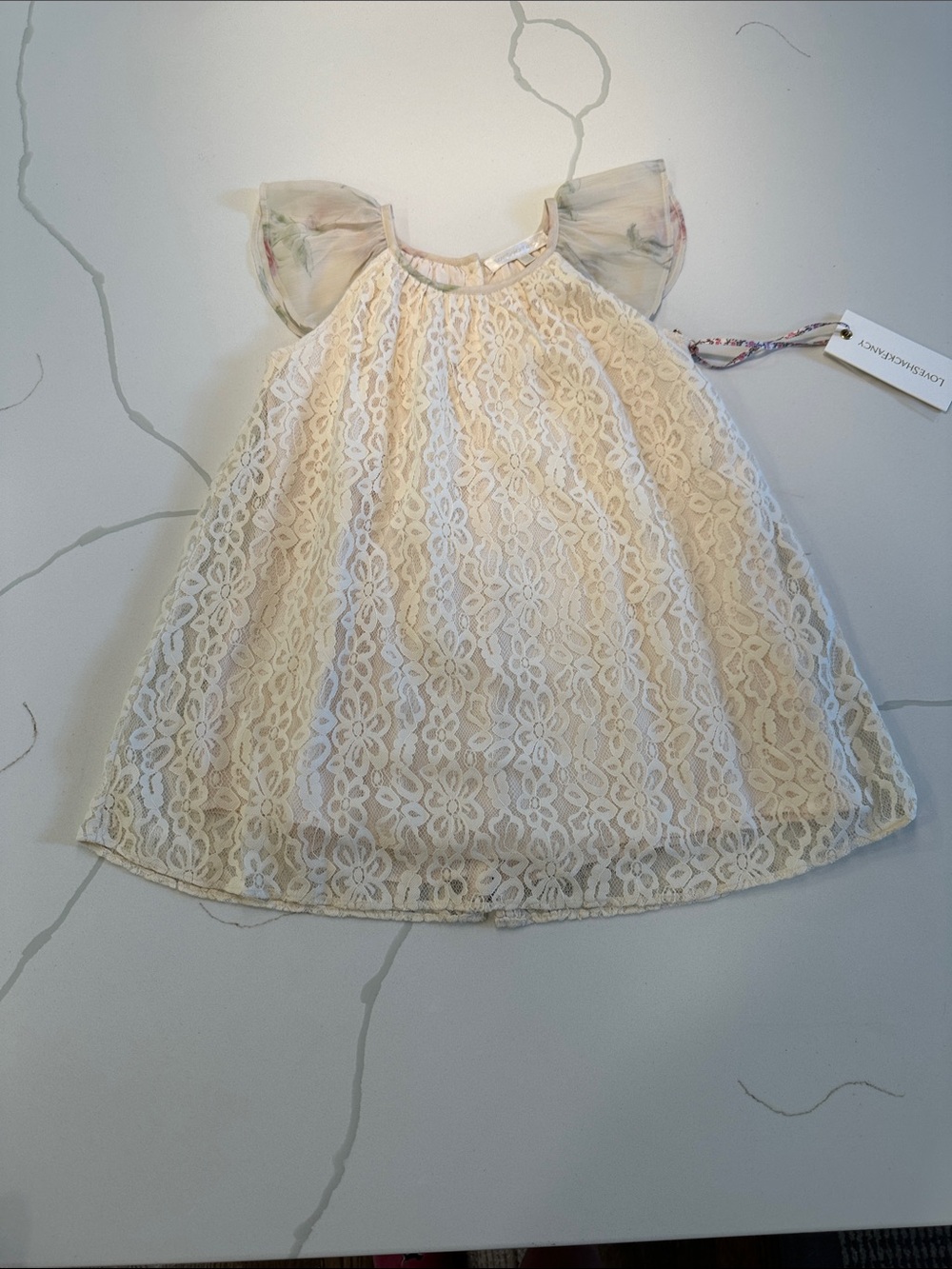 NWT Loveshackfancy girls Lou dress magnolia tea cream ivory lace size 4 / 5